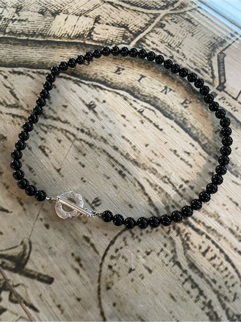 Tiffany Onyx Beaded Necklace with Silver Toggle Clasp - Elegance for Women